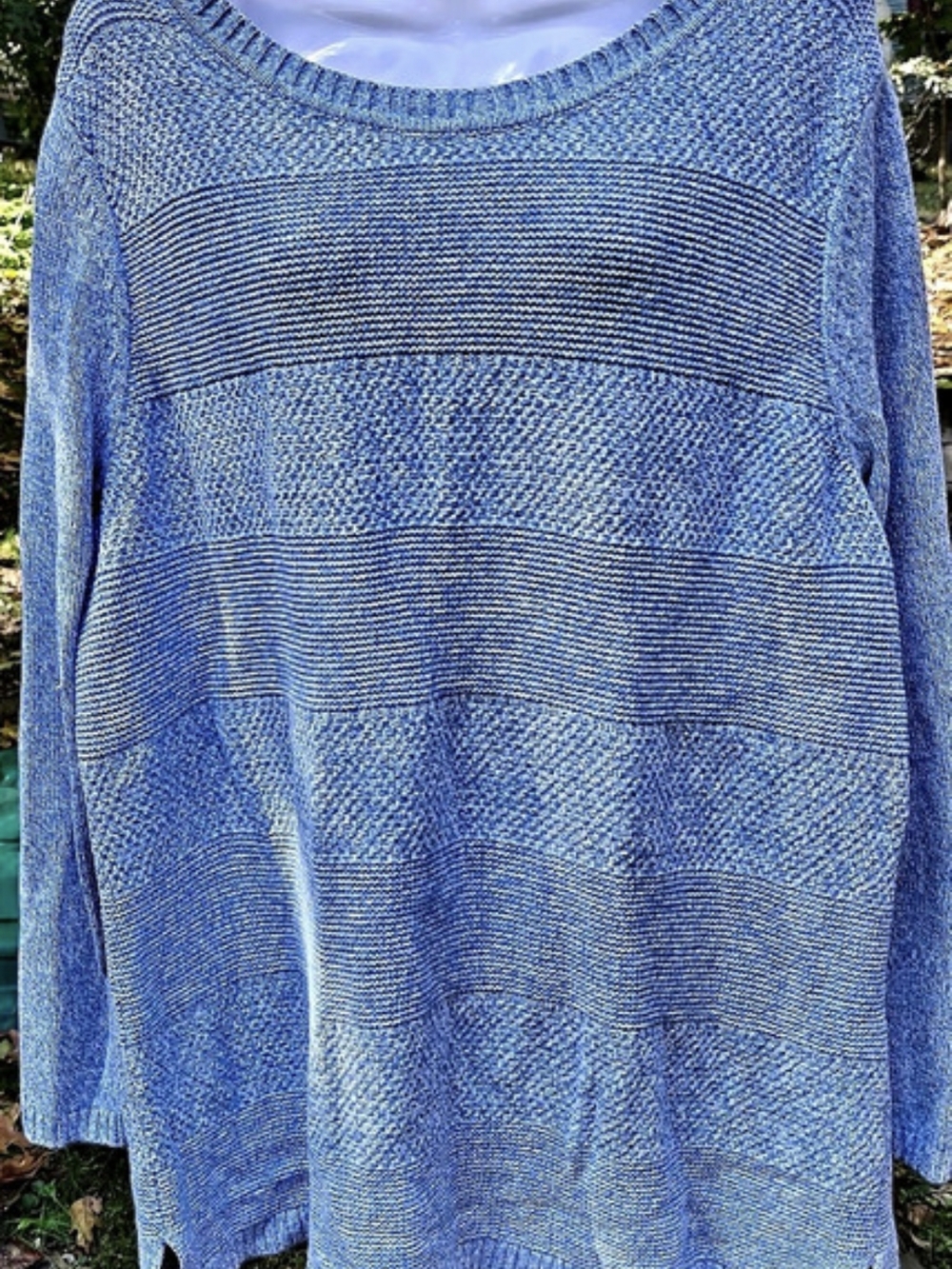 Talbots Space Dye Boatneck Pullover Sweater Blue XL